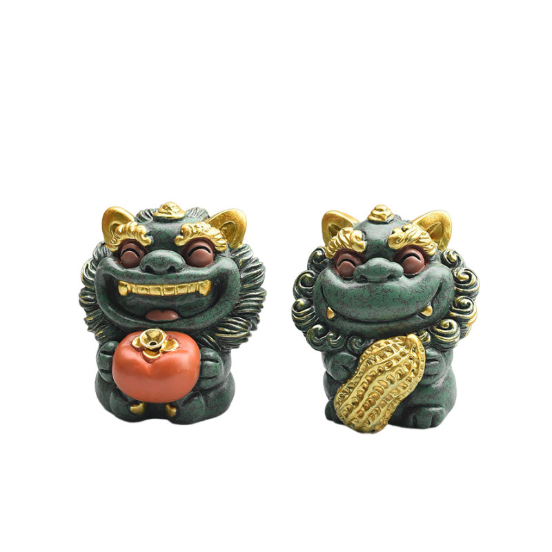 Taomi Qing sandstone colored gold auspicious beast tea pet ornaments cultural and creative wealth-attracting Pixiu Qilin a pair of desktop ornaments mascots