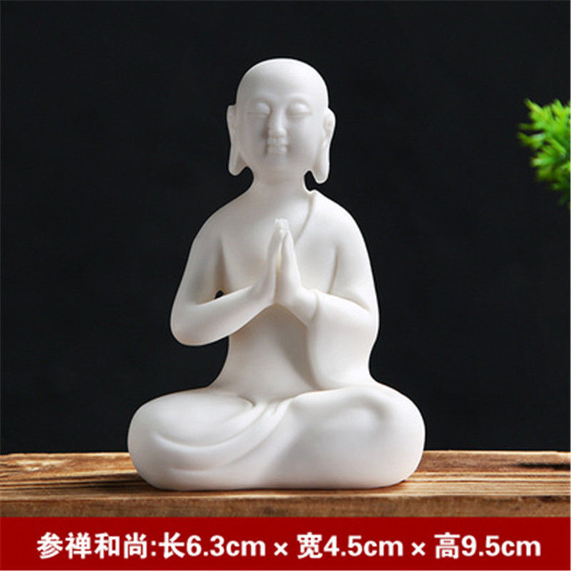 Big-bellied Maitreya Buddha tea pet ornaments boutique white porcelain vase rockery fish tank landscaping decoration tea play tea ceremony spare parts