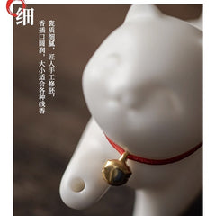 White porcelain semi-handmade Forbidden City kitten incense holder ornaments retro cute tea pet home office tea table crafts