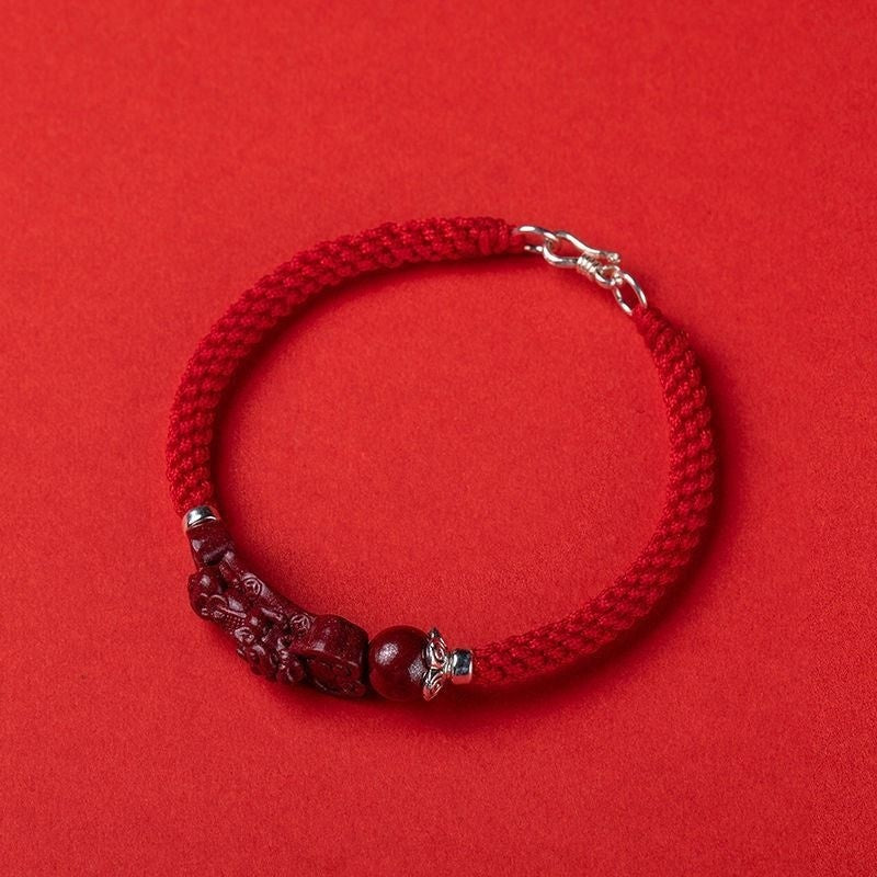 Kirin blessing bracelet men's red rope bracelet hand-woven zodiac year cinnabar transfer bracelet men and women