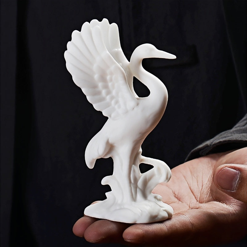 Porcelain Juyuan high-end all-porcelain white crane living room tea table tea pet ceramic ornaments crafts creative bonsai decoration crane