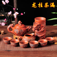 Creative Zisha Antique Tea Filter Kung Fu Automatic Tea Set Dragon Pattern Teapot Teacup Complete Set Ceramic Filter Tea Strainer