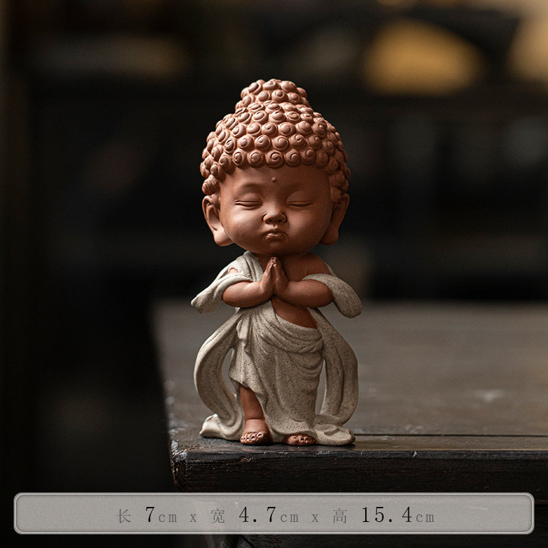 Chinese ceramic baby Buddha Zen ornaments office tea table desktop decorations cute prince Buddha tea pet