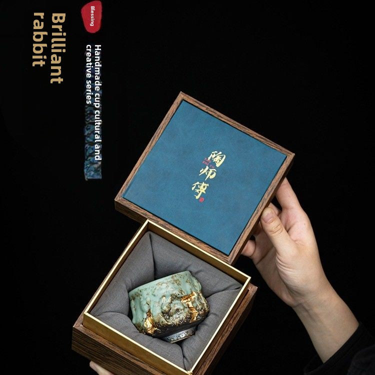 Master Cup Dunhuang Rabbit Master Cup Jianzhan Handmade Cultural and Creative Cup Gold-painted High-end Retro Tea Cup Tea Cup Gift Box