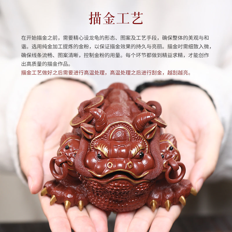 Purple sand Yixing Jinchan tea pet fortune ornaments handmade tea set toad Dahongpao tea table boutique can be raised