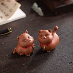 Yuxuan purple sand tea pet cute cat ornaments bell lucky cat creative tea play tea art home desktop ornaments