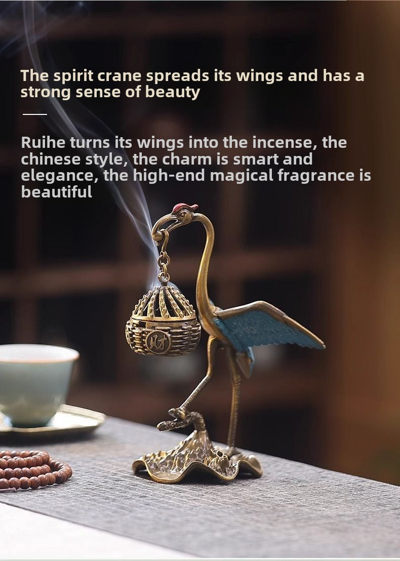 Flying crane incense burner home indoor tea pet tea table small ornaments incense burner small plate incense burner Chinese style incense burner