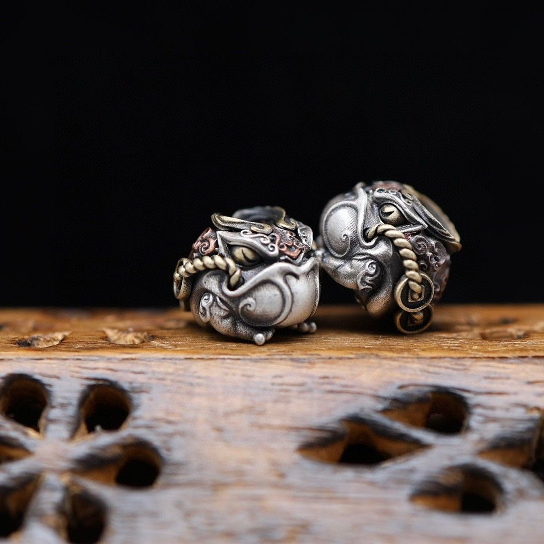 925 sterling silver gold toad spacer beads with string artifact all-match men and women's same style accessories accessories national style original