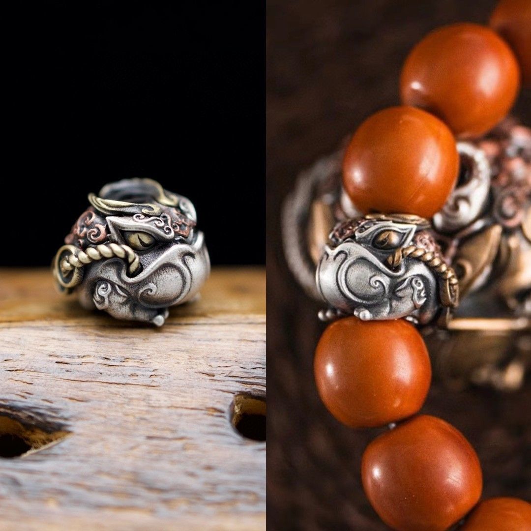 925 sterling silver gold toad spacer beads with string artifact all-match men and women's same style accessories accessories national style original