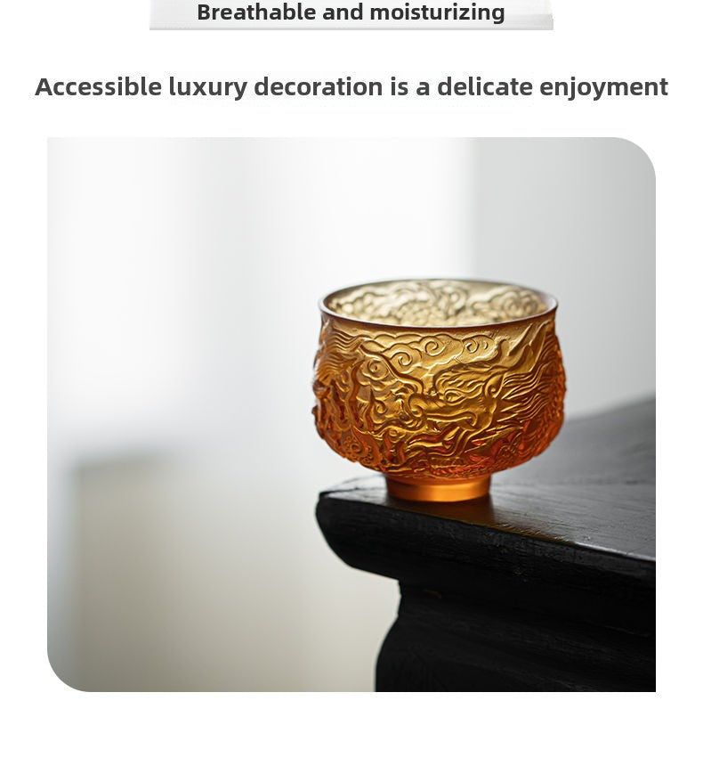 [Dragon pattern] Glazed dragon host cup single cup tea cup personal dedicated high-end tea cup gift box Kung Fu tea set light luxury cup