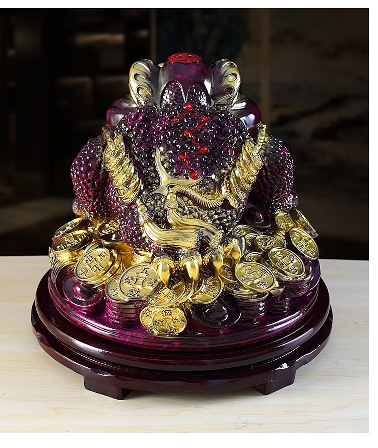 Purple Qi Donglai Lucky Golden Toad Ornaments High-end Opening Gift Office Home Shop Bar Golden Cicada Crafts