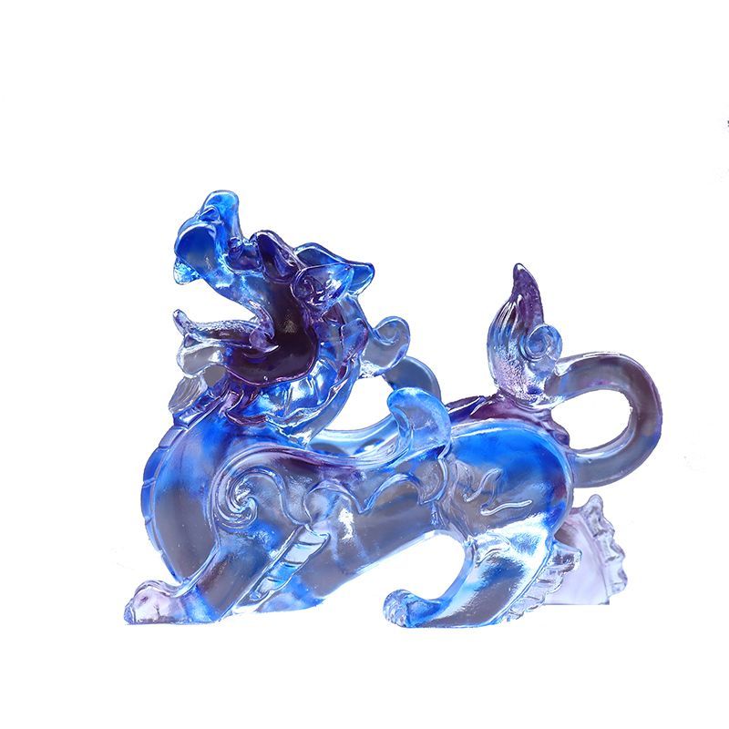 A pair of lucky Pixiu glass ornaments for home shop office living room gift decoration housewarming crafts opening