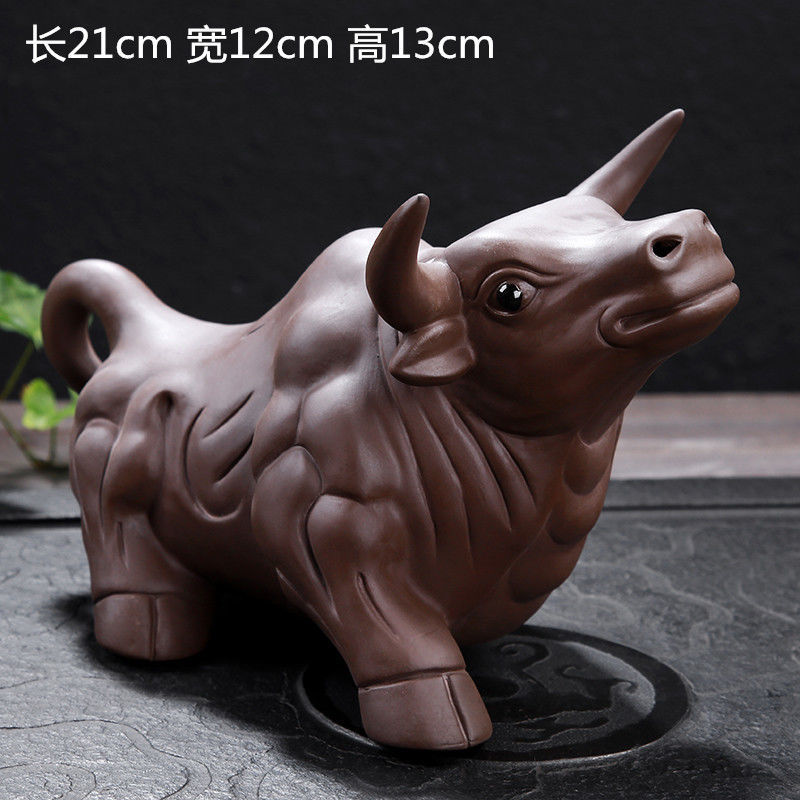 Purple clay zodiac ox fortune tea pet boutique can be raised ox year home gift decoration ornaments tea toys tea set spare parts