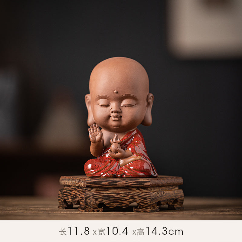 Zen purple sand small Tathagata tea pet ornaments boutique can be raised ceramic small Buddha statue tea toy tea tray tea table tea ceremony accessories