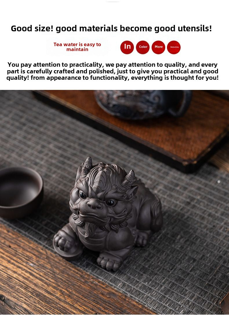 High-grade purple sand tea pet Pixiu to attract wealth and treasure ornaments can be raised tea table tea table tea ceremony ornaments purple sand ornaments