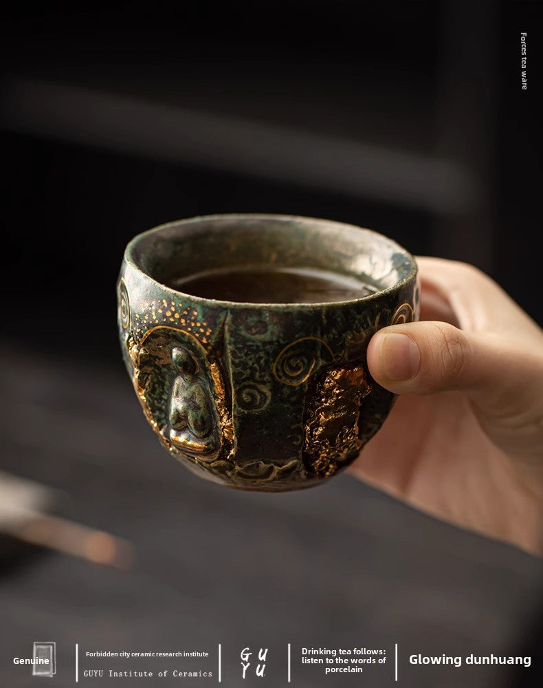 Dunhuang Cultural and Creative Retro Handmade Teacup Personal Dedicated Household Large Master Cup Kung Fu Tea Set Single Cup Teacup