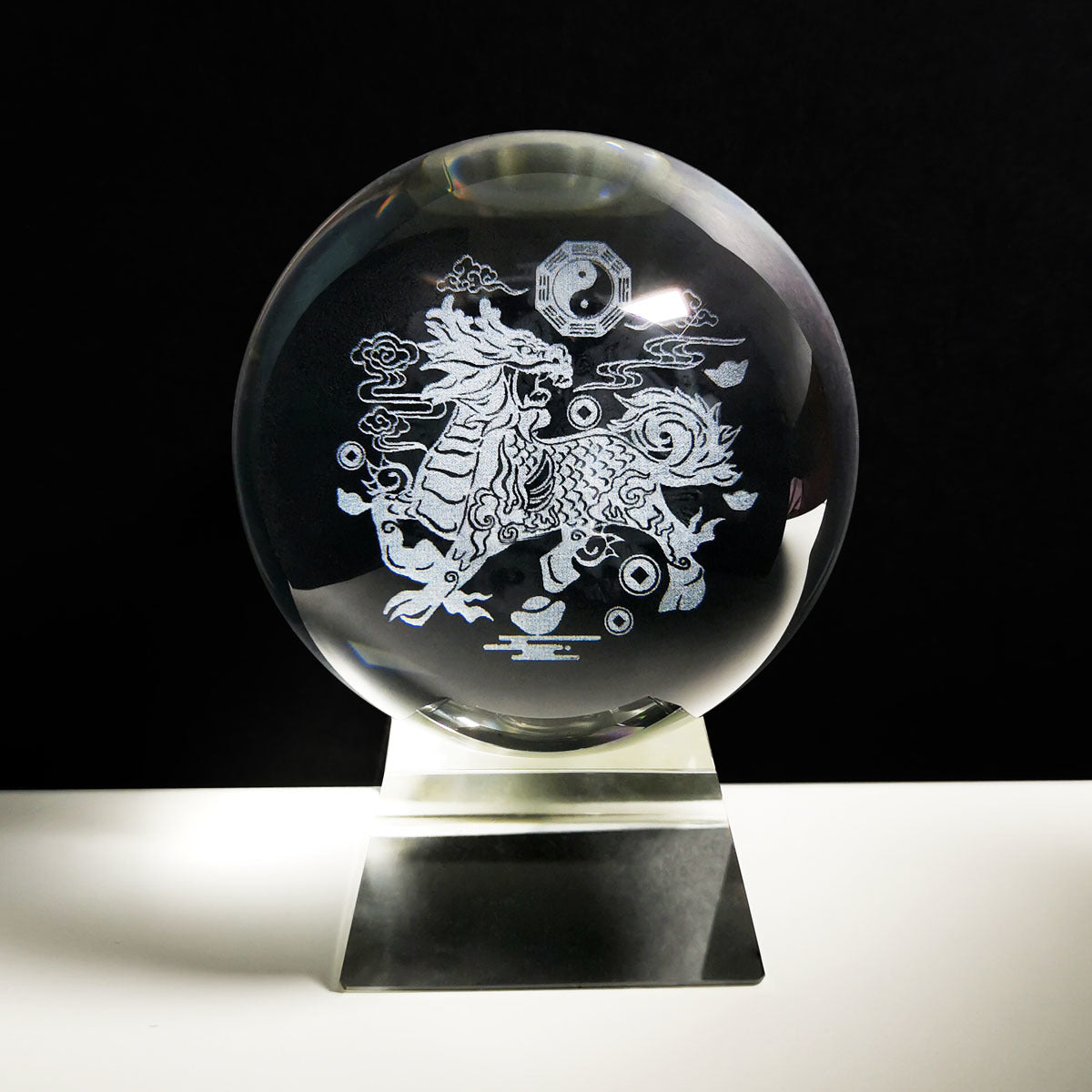 Kirin Feng Shui ornaments, mountain and sea town house protection, safe house cleaning crystal ball to resolve indoor resolution blessing Tai Chi Bagua