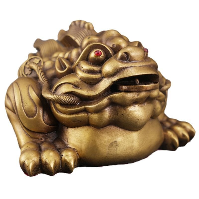 Brass three-legged golden toad, one-horned golden toad ornaments for living room, office, home decorations, opening gifts