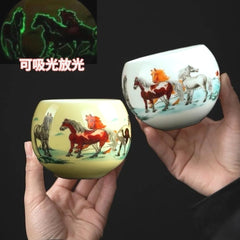 [Can absorb and emit light] Ceramic Ba Ma Master Teacup Fun Tea Table Can Be Played With Tea Cups and Kung Fu Tea Set