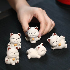 Yixing purple sand tea pet [Lucky Cat] Ornament sculpture tea set creative model can be raised to decorate the tea table kitten