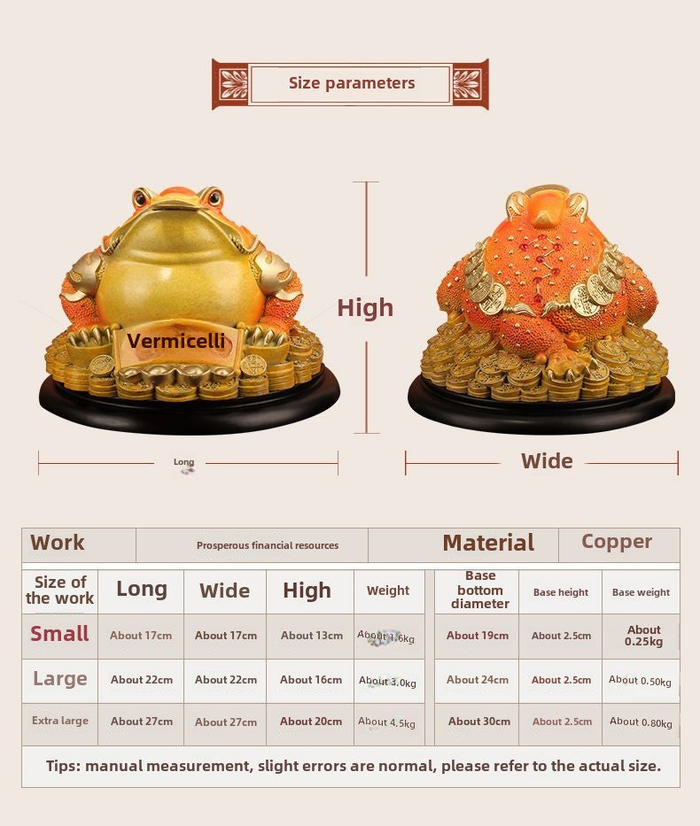 [Wealth and Prosperity] Copper Golden Toad Ornaments Brass Three-legged Golden Cicada Toad Fortune-bringing Living Room Personalized Opening Gift