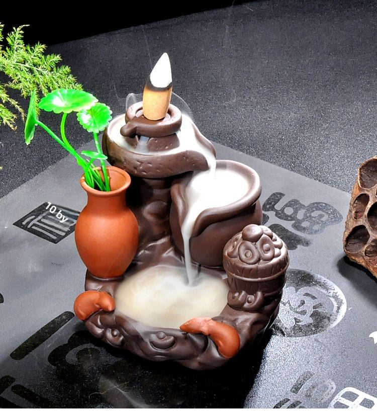 Backflow incense burner good luck home indoor mountain stream purple sandalwood tea ceremony creative tea pet personality ornaments