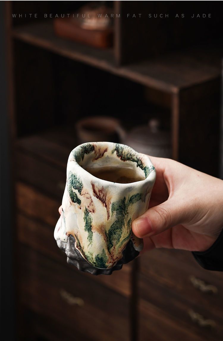 Solitary wood-fired master cup teacup ceramic kiln-changed Shino-fired iron tire home Japanese style large single tea cup