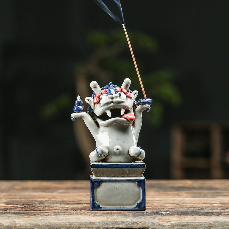 Lucky Pixiu tea pet ceramic line incense burner aromatherapy burner boutique can be raised handmade incense holder creative home accessories incense