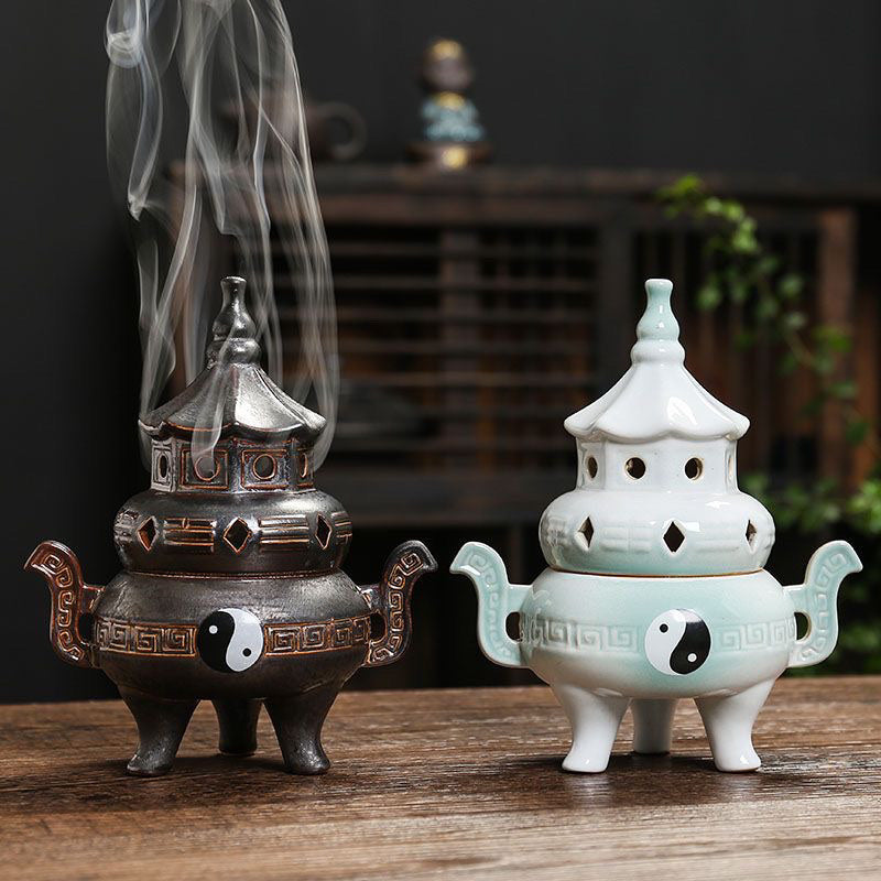 Creative Tai Chi Bagua Ceramic Aromatherapy Furnace Antique Tea Ceremony Sandalwood Agarwood Indoor Home Desktop Ornaments