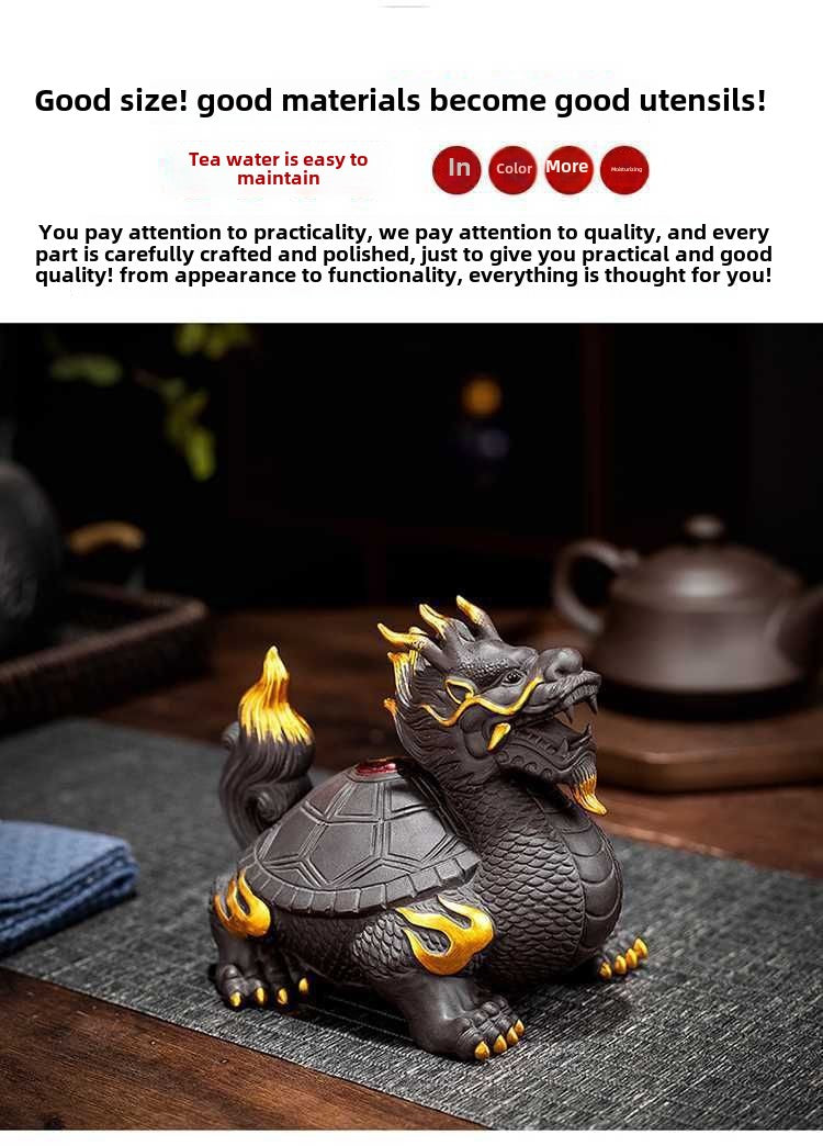 Purple sand tea pet ornaments can be used for home use to attract wealth, dragon turtle, pixiu, golden toad, office tea toys, fine tea ceremony accessories