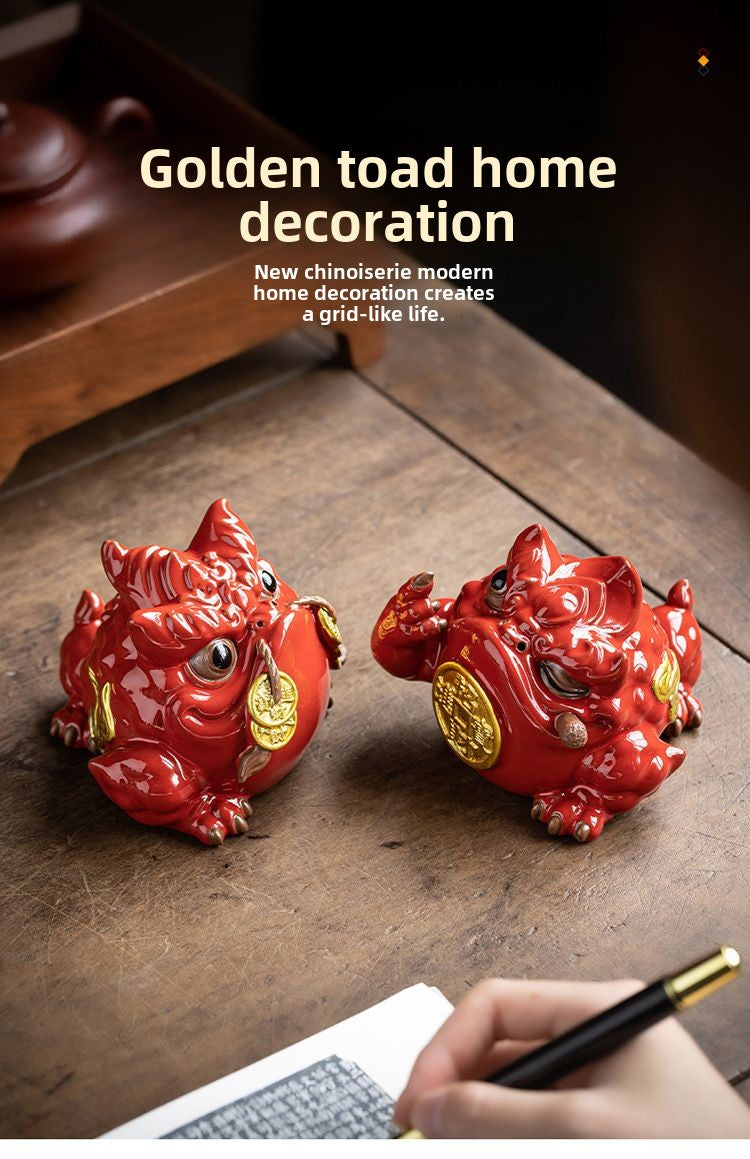 Dehua selected purple sand tea pet ornaments can raise golden toad tea set tea play tea table pure boutique tea ceremony handmade tea Taiwan toad