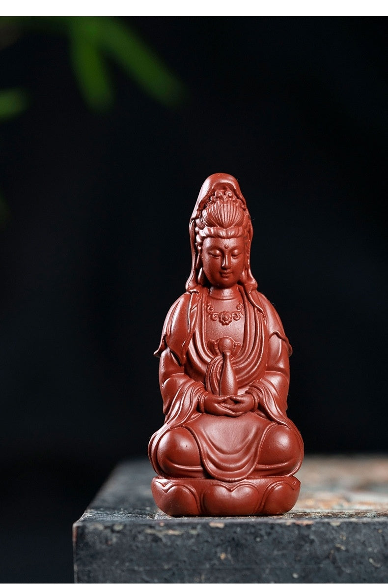 Yixing Premium Purple Clay Guanyin Bodhisattva Tea Pet Ornament Tea Set Cultivable Buddha Statue Pure Handmade Tea Play Carved Buddha Statue