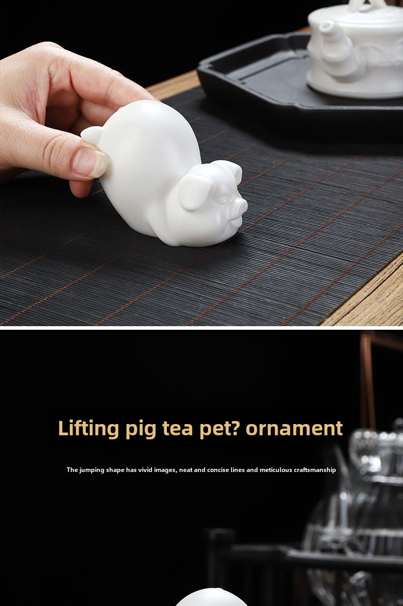 Dehua mutton-fat jade white porcelain unglazed tea pet tea tray small ornaments tea ceremony can raise tea to play Kung Fu tea set home accessories