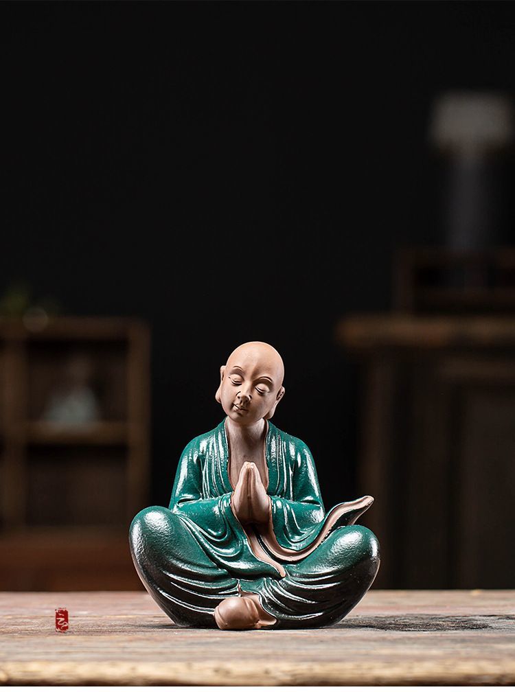 Little monk Zen tea pet ornaments creative purple sand personality little monk tea table decoration tea ceremony check plate decoration