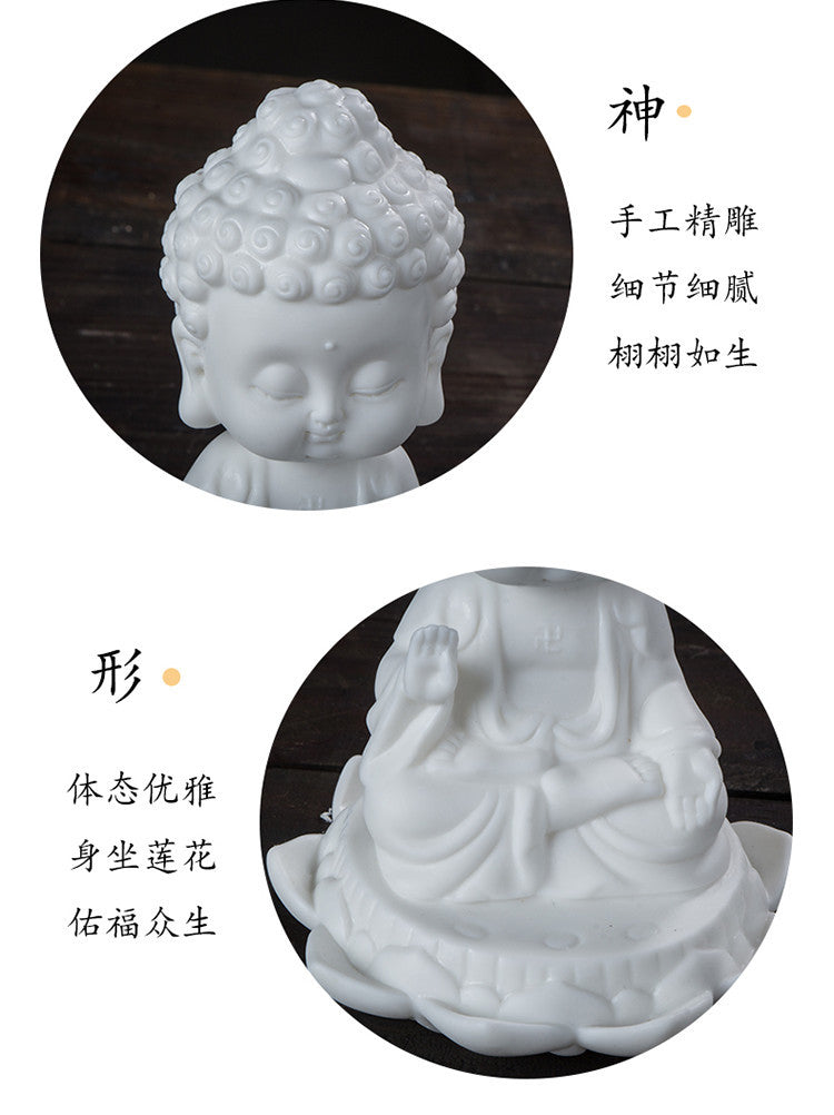 White porcelain lotus Guanyin Buddha statue ornaments car accessories personality Zen Tathagata Buddha tea pet tea ceremony tea play decorations