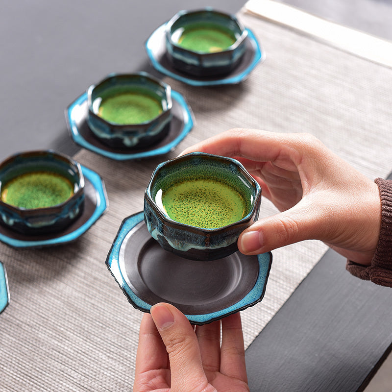 [The soup is not hot] Creative octagonal pagoda kiln-changed purple sand tea set household kung fu tea cup lid bowl travel tea set