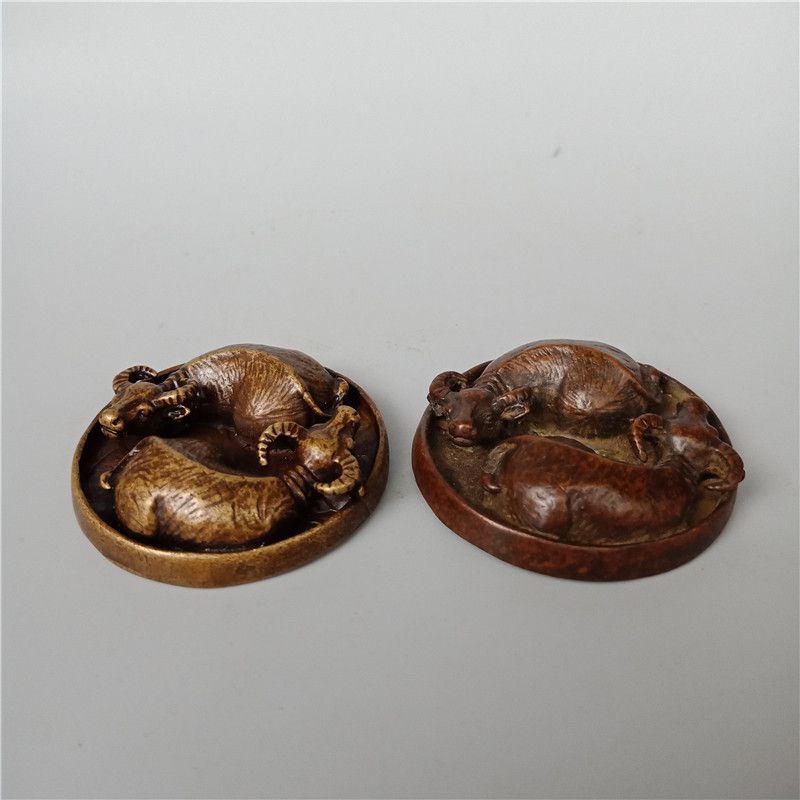 Brass Turning the World Around Desktop Tea Pet Ornaments Copper Bull Ornaments Tai Chi Bagua Feng Shui Small Copper Items Pressure Ruler Small Handle