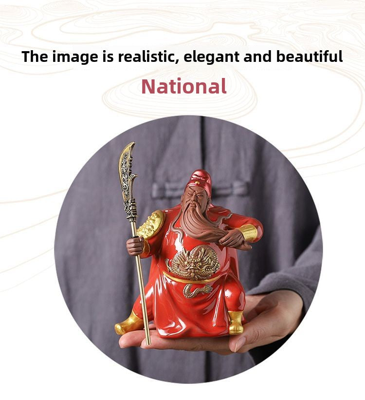 Purple sand can be used to raise the martial saint Guan Yu small ornaments home fortune-attracting boutique Guan Gong decoration tea pet tea play tea table decoration