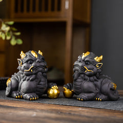 High-grade purple sand tea pet Pixiu to attract wealth and treasure ornaments can be raised tea table tea table tea ceremony ornaments purple sand ornaments