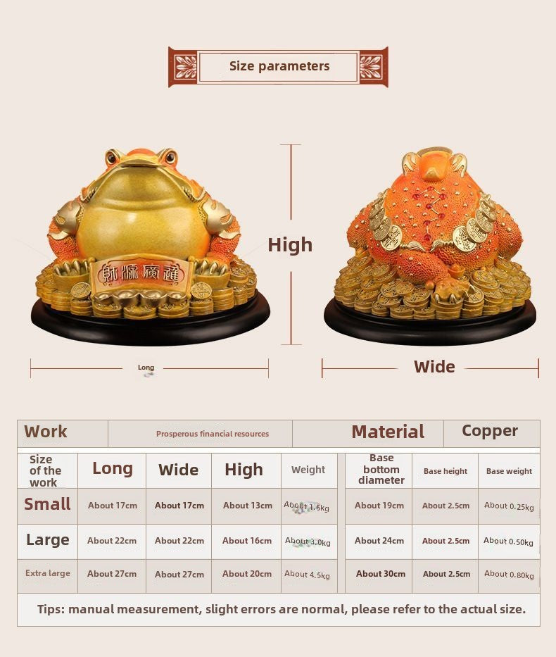 "Wealth and Prosperity" Copper Golden Toad Ornaments All-copper Three-legged Toad High-end Fortune-bringing Living Room Opening Gift Crafts