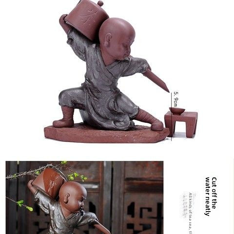 Creative Backflow Incense Kung Fu Monk Tea Master Lazy Tea Strainer Tea Filter Purple Clay Tea Pet Ornament Tea Set Accessories Tea Filter