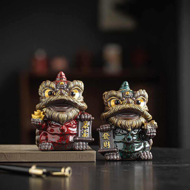 National trend awakening lion tea pet ornaments creative ceramic cute little lion fortune home tea room antique shelf decoration gift