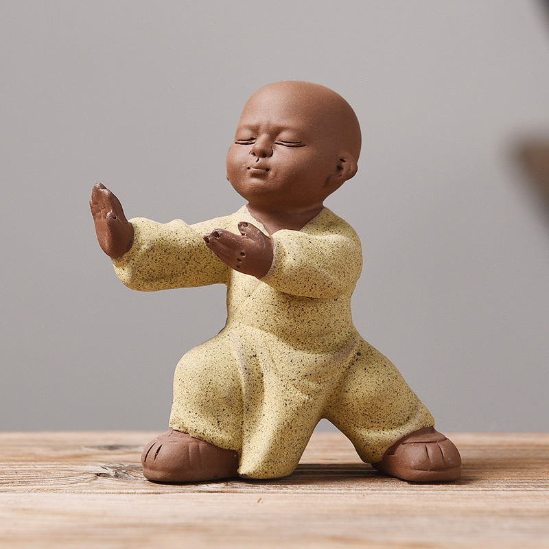 Tea pet ornaments can be kept Kung Fu Tai Chi little monk sand mining eight-style Zen desktop office personality decoration