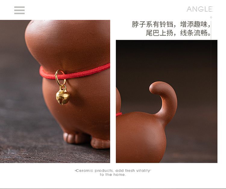 Yuxuan purple sand tea pet cute cat ornaments bell lucky cat creative tea play tea art home desktop ornaments