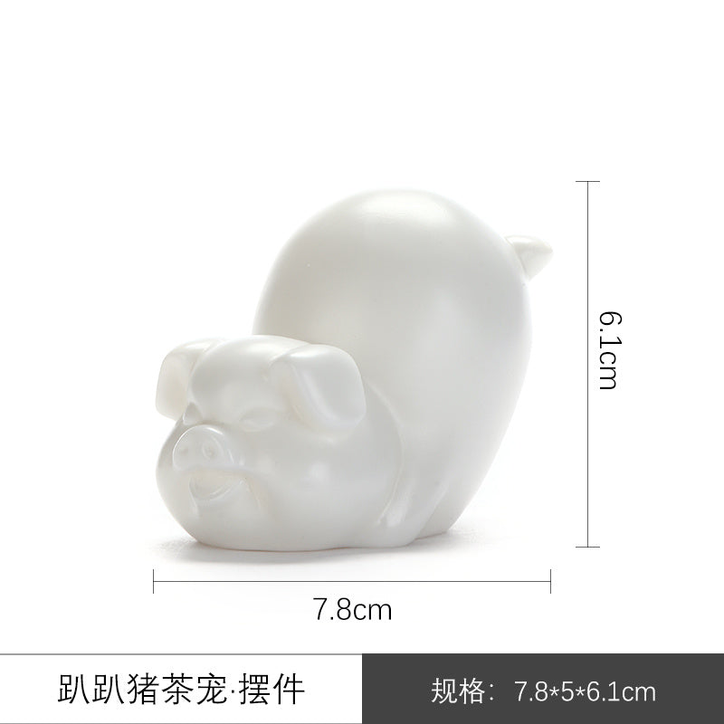 Dehua mutton-fat jade white porcelain unglazed tea pet tea tray small ornaments tea ceremony can raise tea to play Kung Fu tea set home accessories