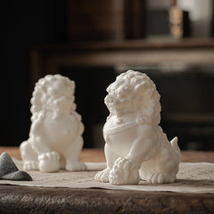 White ceramic ornaments living room tea pet porch tea room tea table office Chinese antique shelf decoration ceramic lion