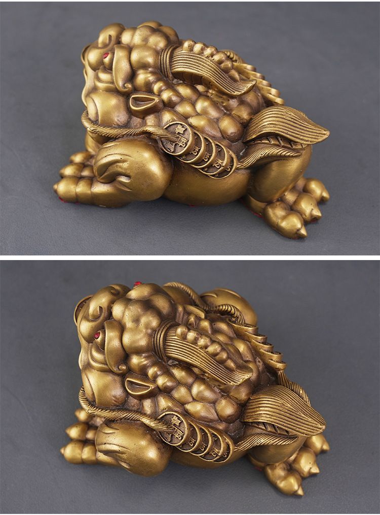 Brass three-legged golden toad, one-horned golden toad ornaments for living room, office, home decorations, opening gifts