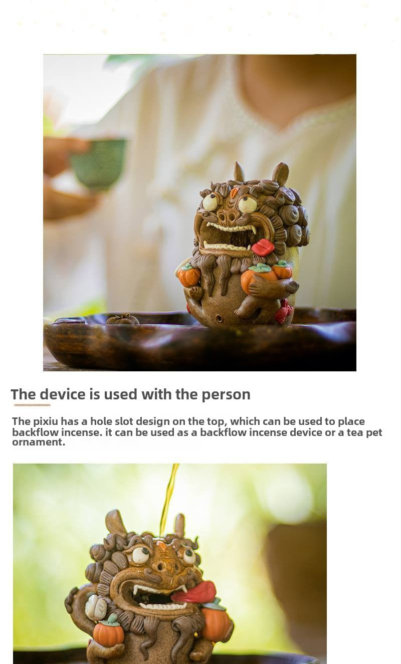 Twelve instruments for everything to go well and bring good fortune Pixiu backflow incense burner creative Chinese new tea pet tea ceremony ornaments birthday gift