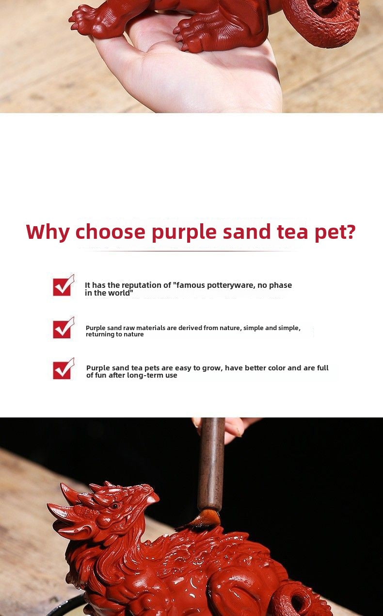 Yixing original purple sand Dahongpao handmade [lucky beast unicorn] can be raised creative boutique tea pet ornaments