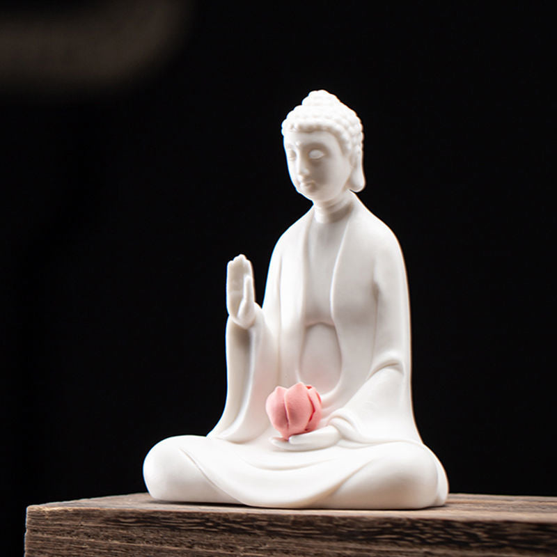 White porcelain small Buddha tea pet tea play can be raised Zen Buddha statue ornaments boutique Creative safety decoration crafts